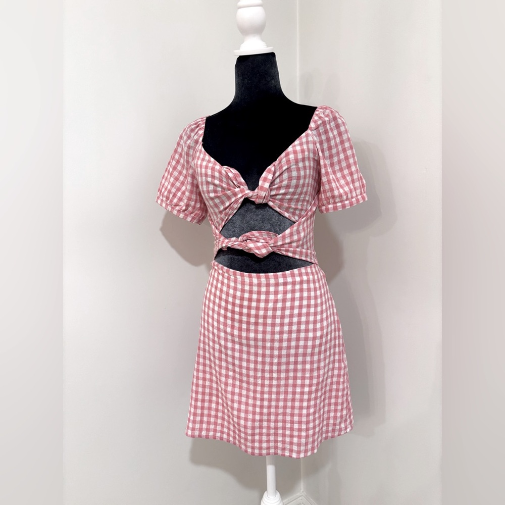 NWT Stella Dallas Jenny Gingham Dress In Pink Size S
